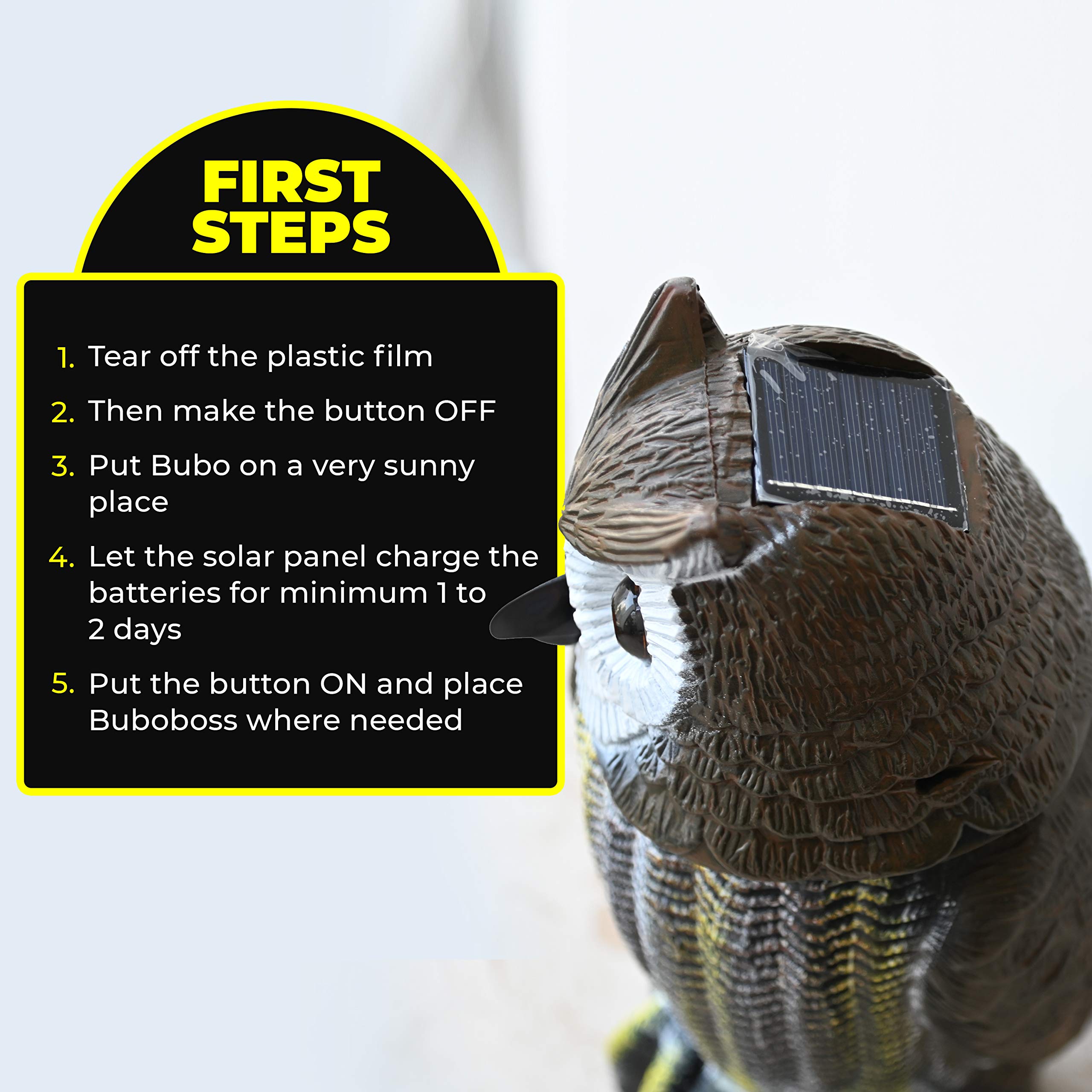 Buy BUBOBOSS Fake Scarecrow Owl Decoy 16 Inch Solar Powered Motion