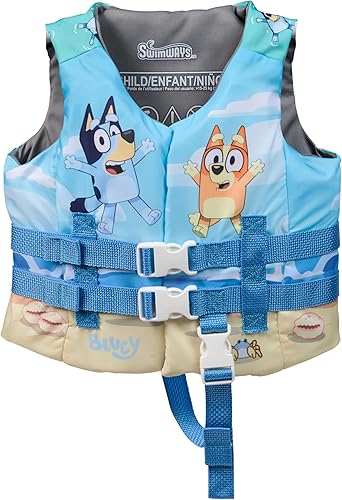 Miniatura 6 de SwimWays Bluey Chaleco salvavidas para niños, aprobado por la Guardia Costera de Estados Unidos, 33-55 libras, azul