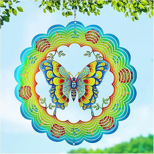 Molinillos de viento de mariposa, regalos de mariposa para mujereshombres, de 12 pulgadas, de acero inoxidable 3D, para colgar en el viento, de Molinillos de viento de mariposa, regalos de mariposa para mujereshombres, de 12 pulgadas, de acero inoxidable 3D, para colgar en el viento, de