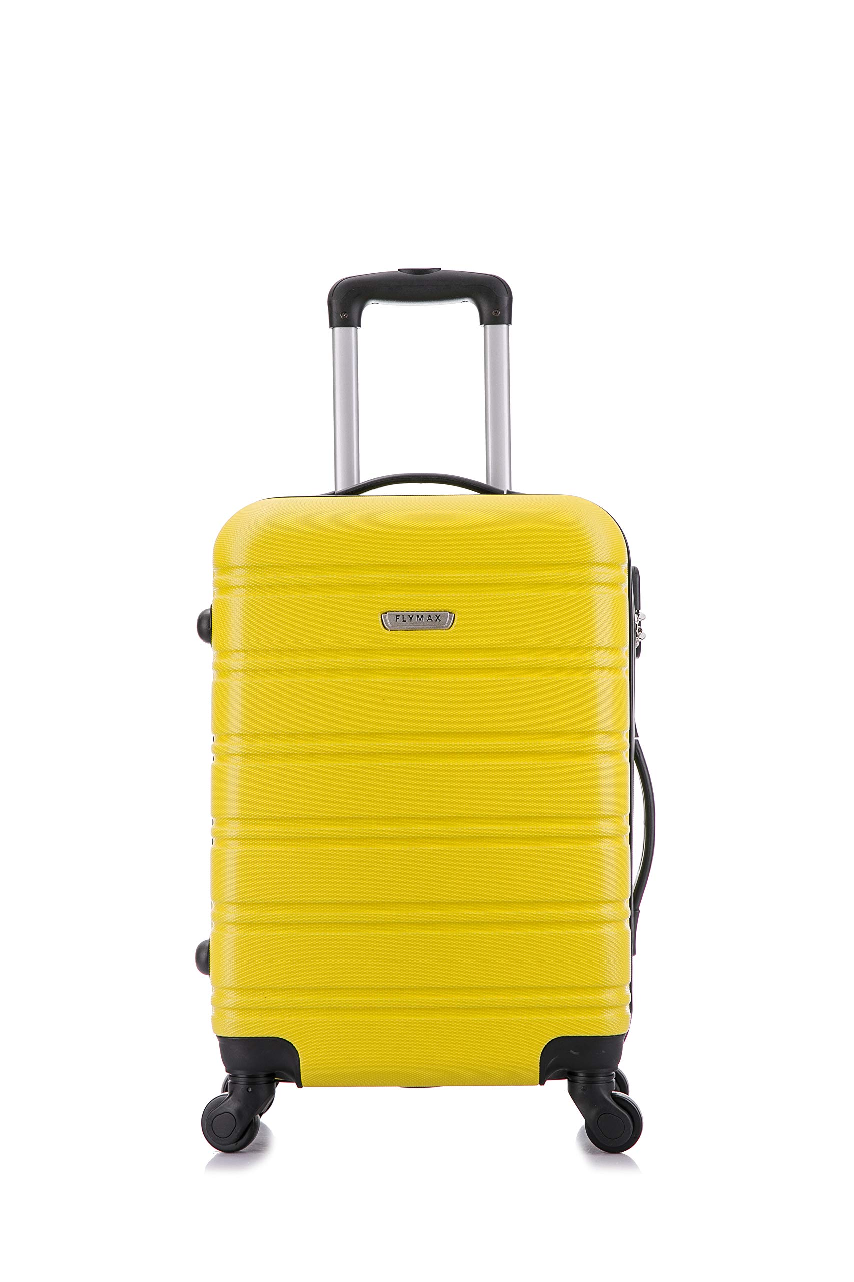 Flymax Cabin Luggage 4 Wheel Suitcase Lightweight Carry on 55x35x20 Approved for Flybe Ryanair Easyjet British Airways Yellow