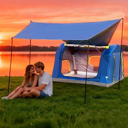 Miniatura 8 de 2-4 Person Inflatable Camping Tent  60 Second Setup  4 Season Waterproof (PU3000 Oxford)  All Weather Tent for Romantic Dates, FallWinter Camping,
