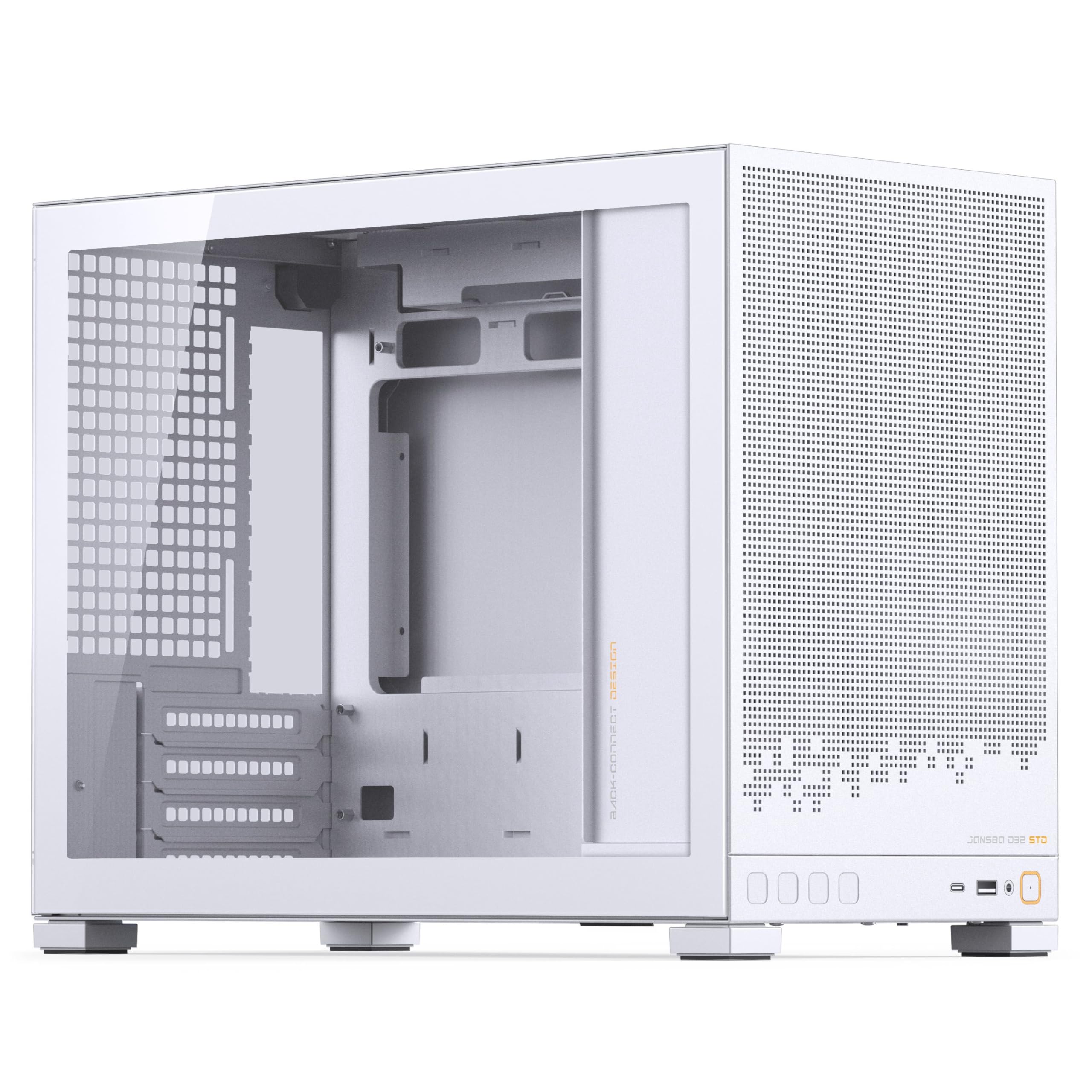Jonsbo D32 STD obudowa komputera biała | Mini obudowa micro ATX ze szkłem hartowanym, tylnym połączeniem, potężnym przepływem powietrza, kompaktowa i elegancka do budowania gier