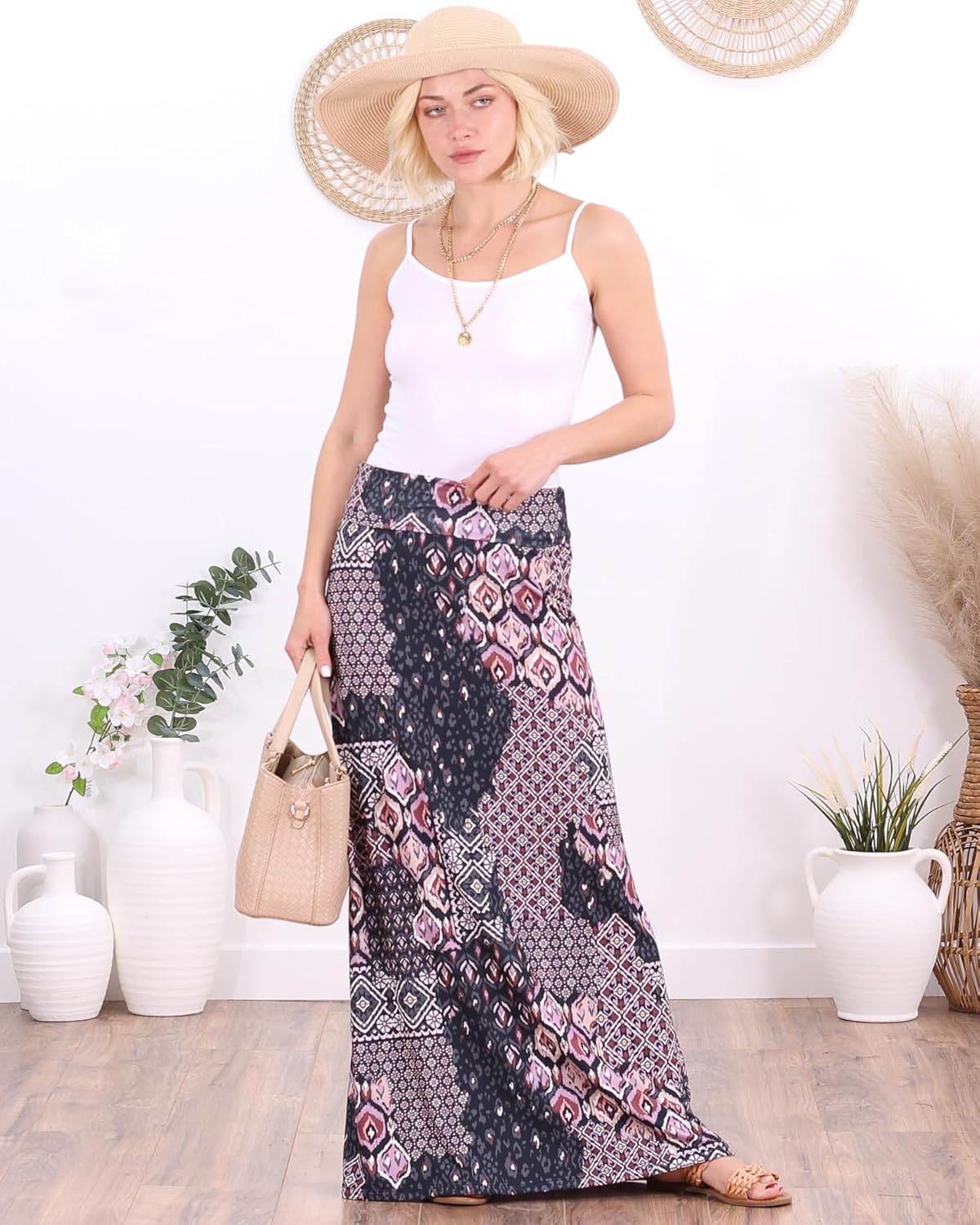 Popana Long maxi skirts for women – High Waisted Flowy Long Skirt for Women, Casual A-Line Plus Size Maxi Skirt - Image 3