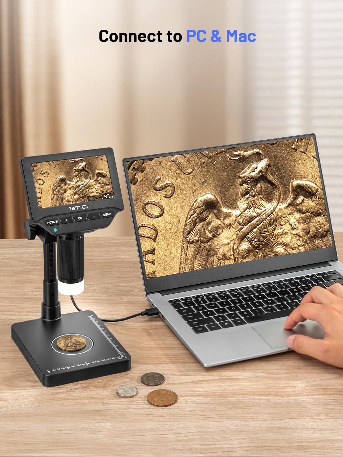 TOMLOV DM4W Microscope & Scale - Weigh Coins! -7