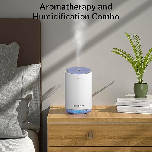 Miniatura 2 de Difusor portátil de aromaterapia de 10.8 fl oz, difusor de aceite esencial recargable con luz LED, humidificador de niebla fría con 2 modos de
