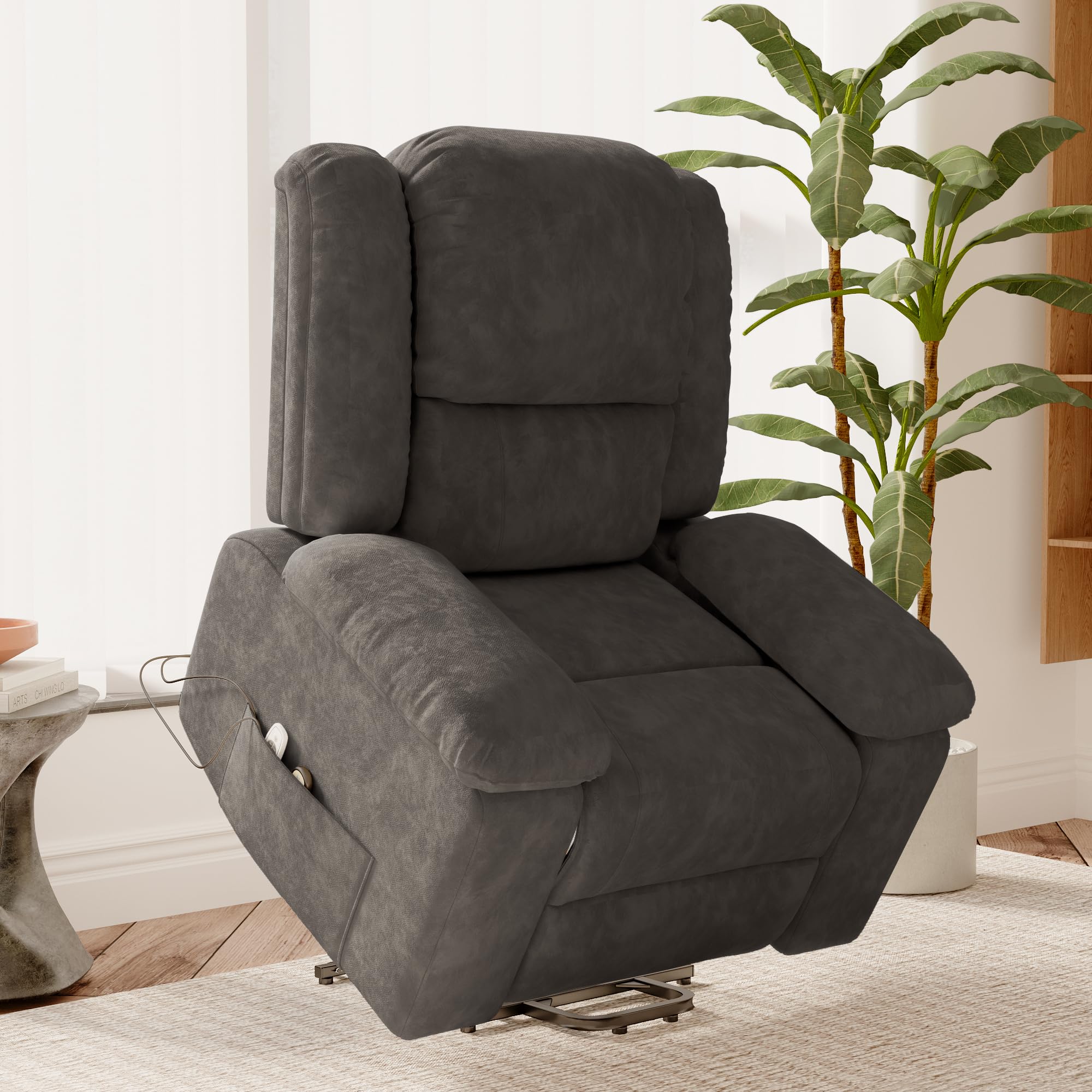 Silla de Masaje eléctrica, sillón Relax con 8 Zonas de Masaje potentes y 2 Puntos de Calor, Silla eléctrica con función reclinable y Bolsillos Laterales (Gris, A)