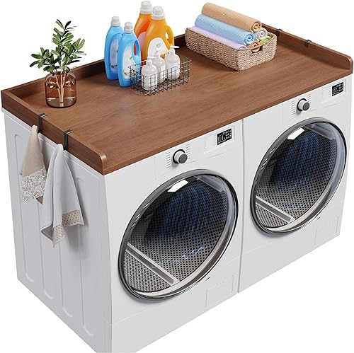 HOOBRO Encimera de lavadora y secadora, encimera de madera para lavadora y secadora de 54 pulgadas de ancho x 27.6 pulgadas de profundidad para