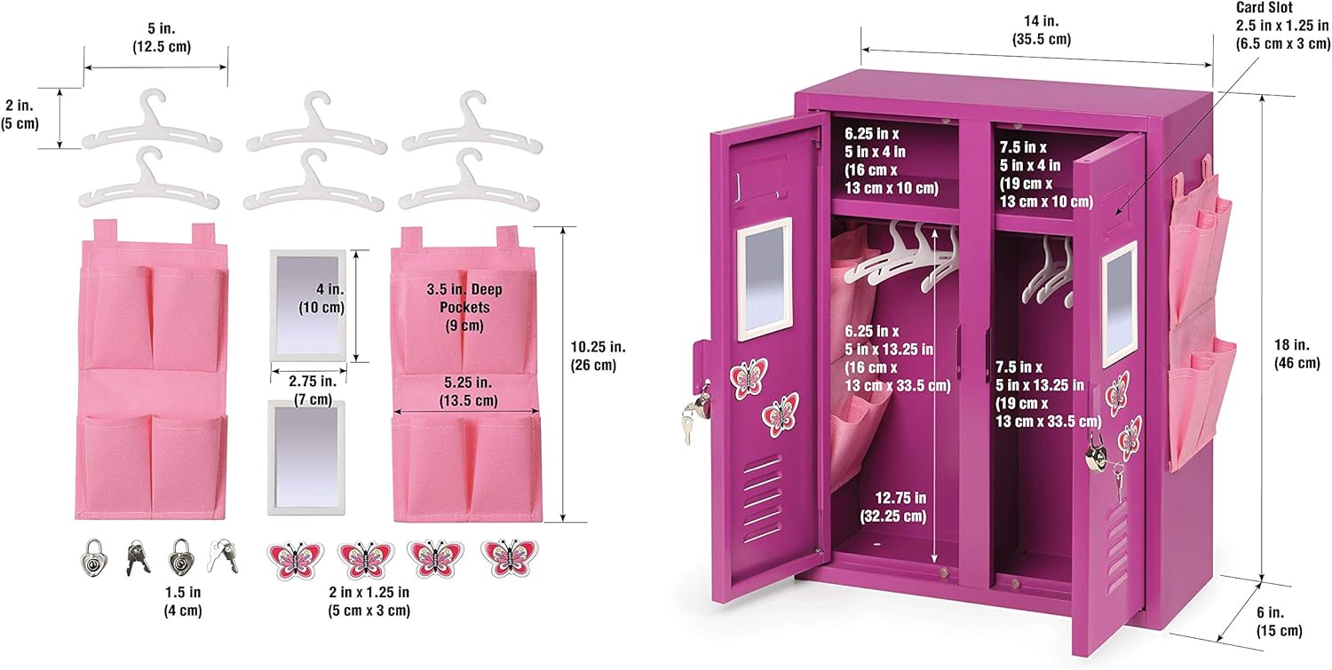 Flаѕh Dеаlѕ - 80% оƒƒ Badger Basket 21-Piece School Style Metal Double Doll Locker Playset (fits American Girl Dolls), Purple/Pink (12026)