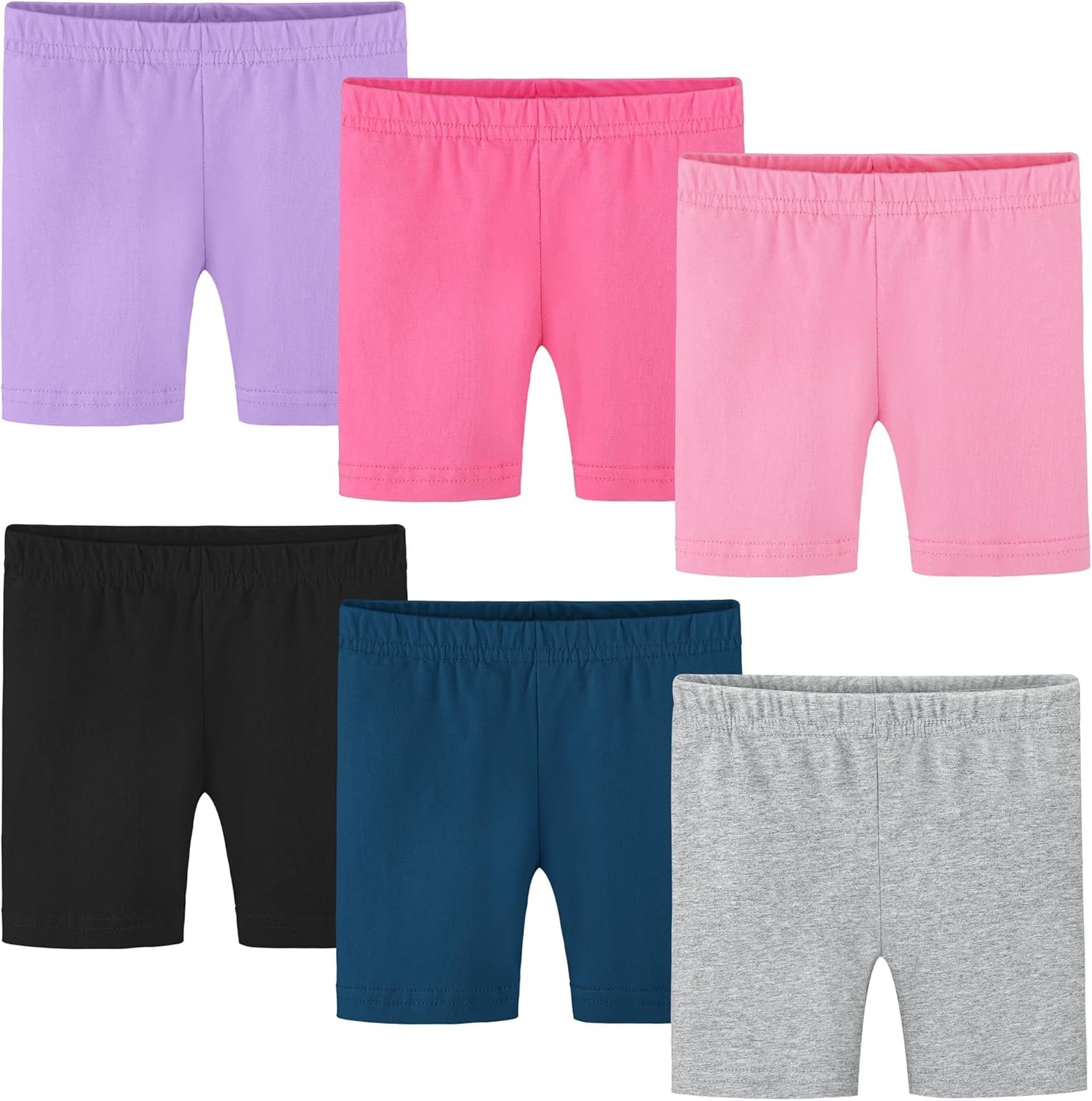 Poroka 6 Pack Baby and Toddler Girls Bike Shorts Soft Girls Summer Dancewear Shorts Solid Tumbling Safety Short for Kids