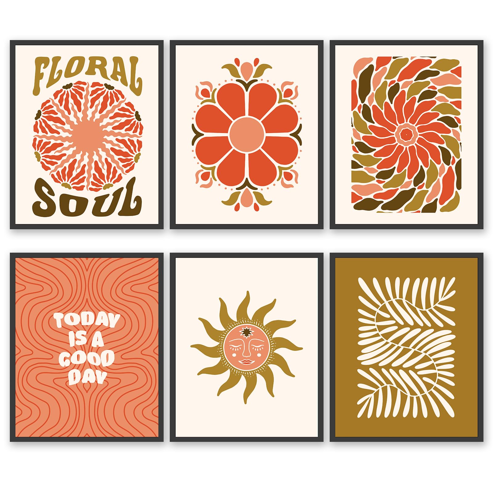 HOGEBIG Boho Flower Print 60s 70s Groovy Hippie Vintage Poster Magical Celestial Peace Love Wall Art Retro Floral Canvas Prints Wall Decor for Bedroom Room Aesthetic (BOHO Flower, 11"x14" UNFRAMED)