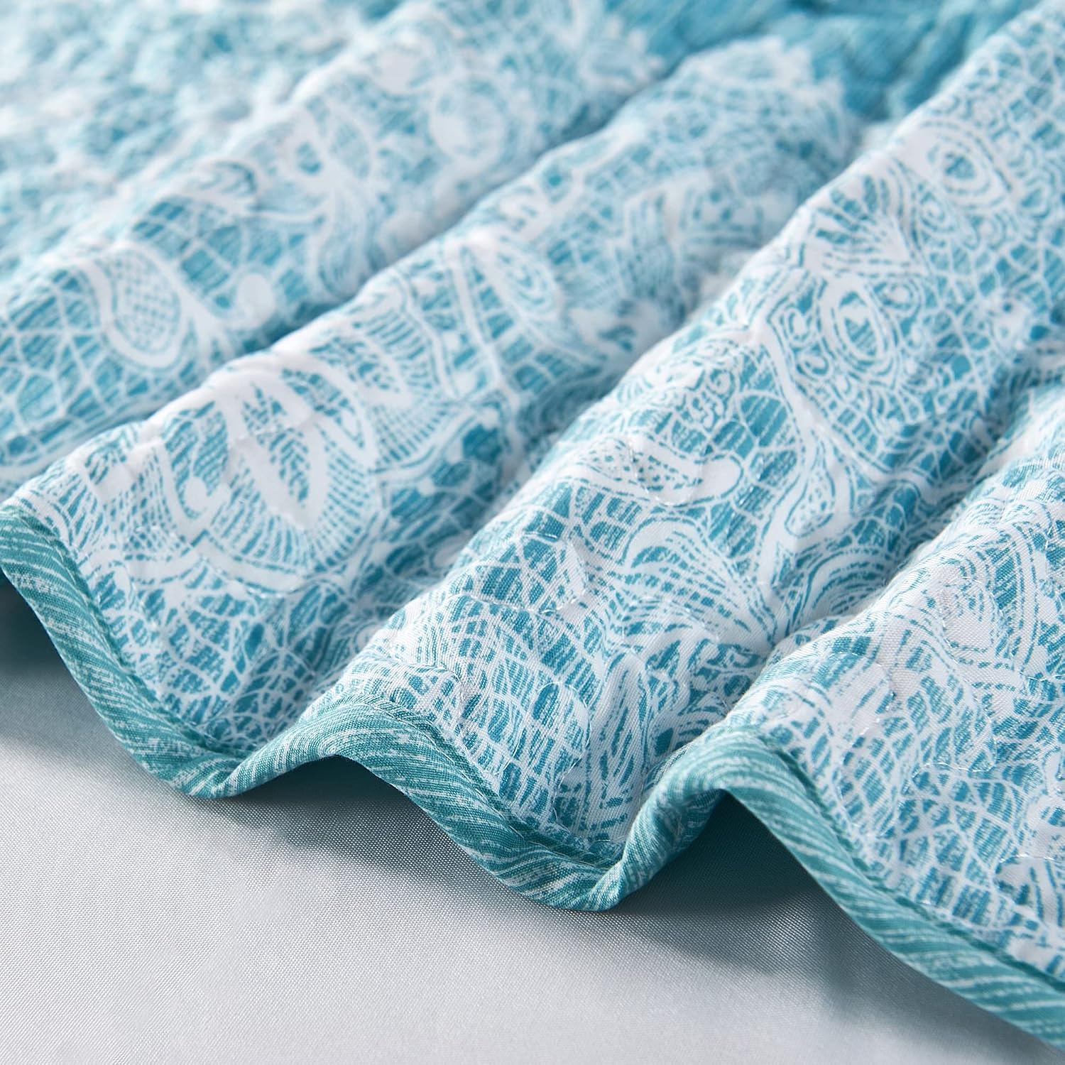 HESTIN Stripe Daybed Cover Set with Bedskirt and Shams - 6 Piece Double Sided Quilting All Season Easy Care, 75x39 Inch, Blue