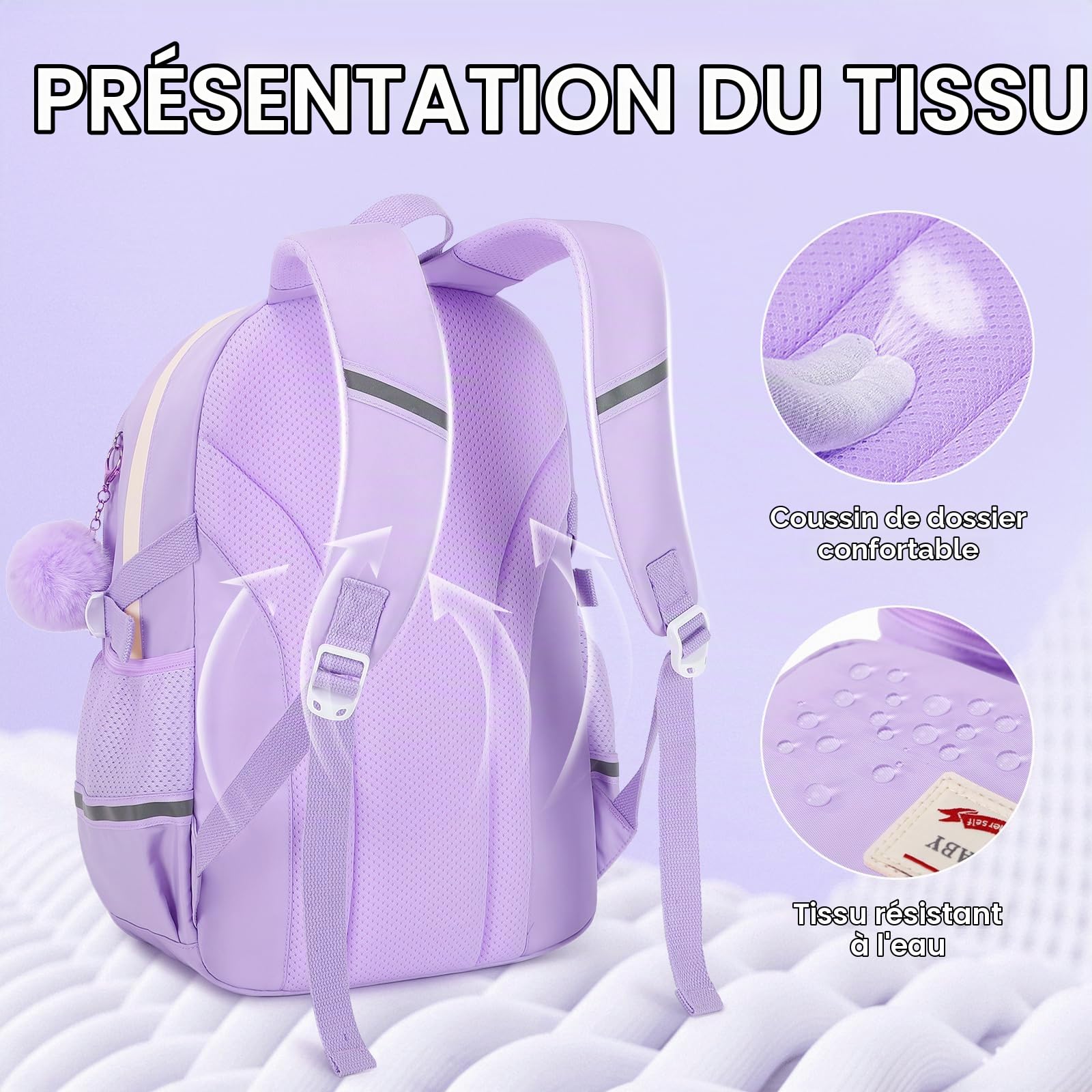 Amythe Sacs à Dos pour Filles 2 Pièces, 29L Sac Ecole avec Sac de Shopping, Ensemble de Cartable pour Fille de L'école Primaire et Collège, Sac D'école pour Enfant CM1 CM2 à 6ème