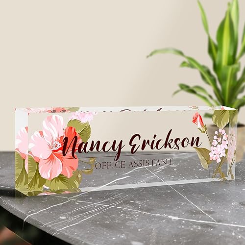 Miniatura 6 de Placa de nombre de escritorio personalizada, placas de identificación acrílicas personalizadas para escritorio, accesorio de oficina para mujeres y