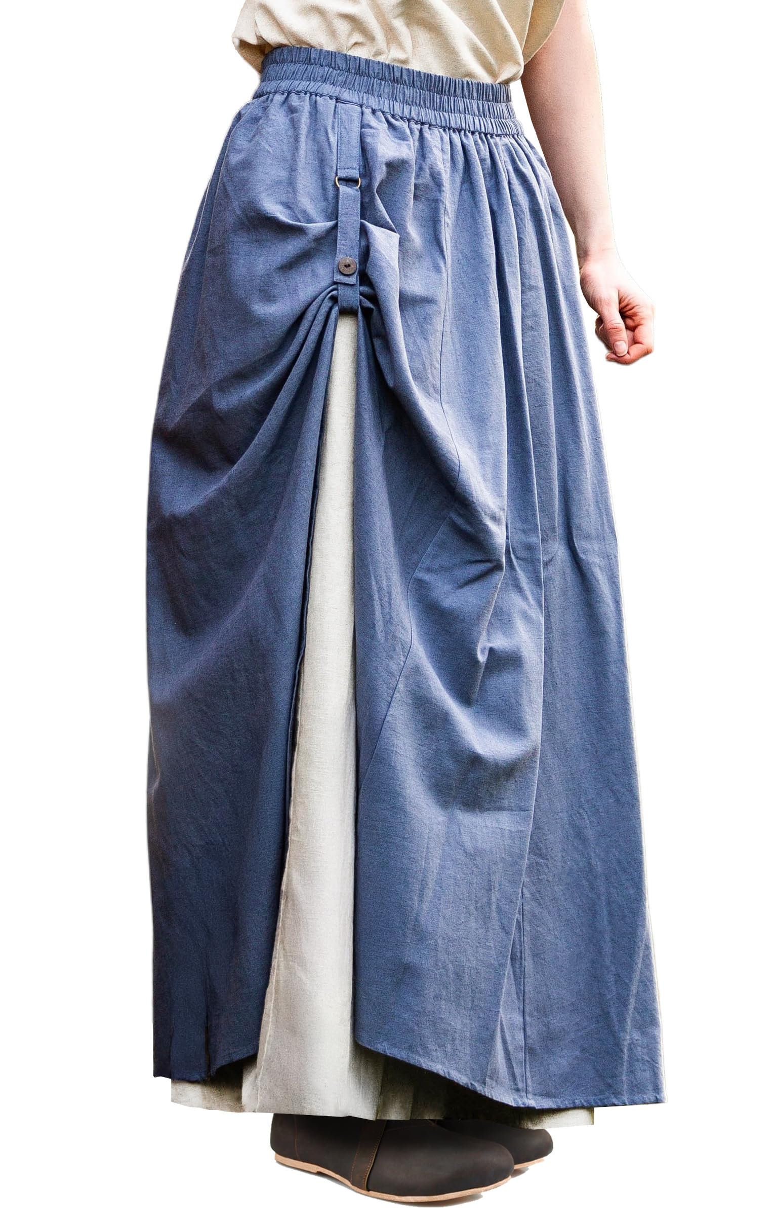 Leonardo Carbone® Damesblouse Otilia, met trekkoord, decolleté, schoudervrij, carnaval, Halloween, cosplay, LARP, middeleeuwen, tuniek, bovenstuk, kostuum, 100% katoen, Hennep, M