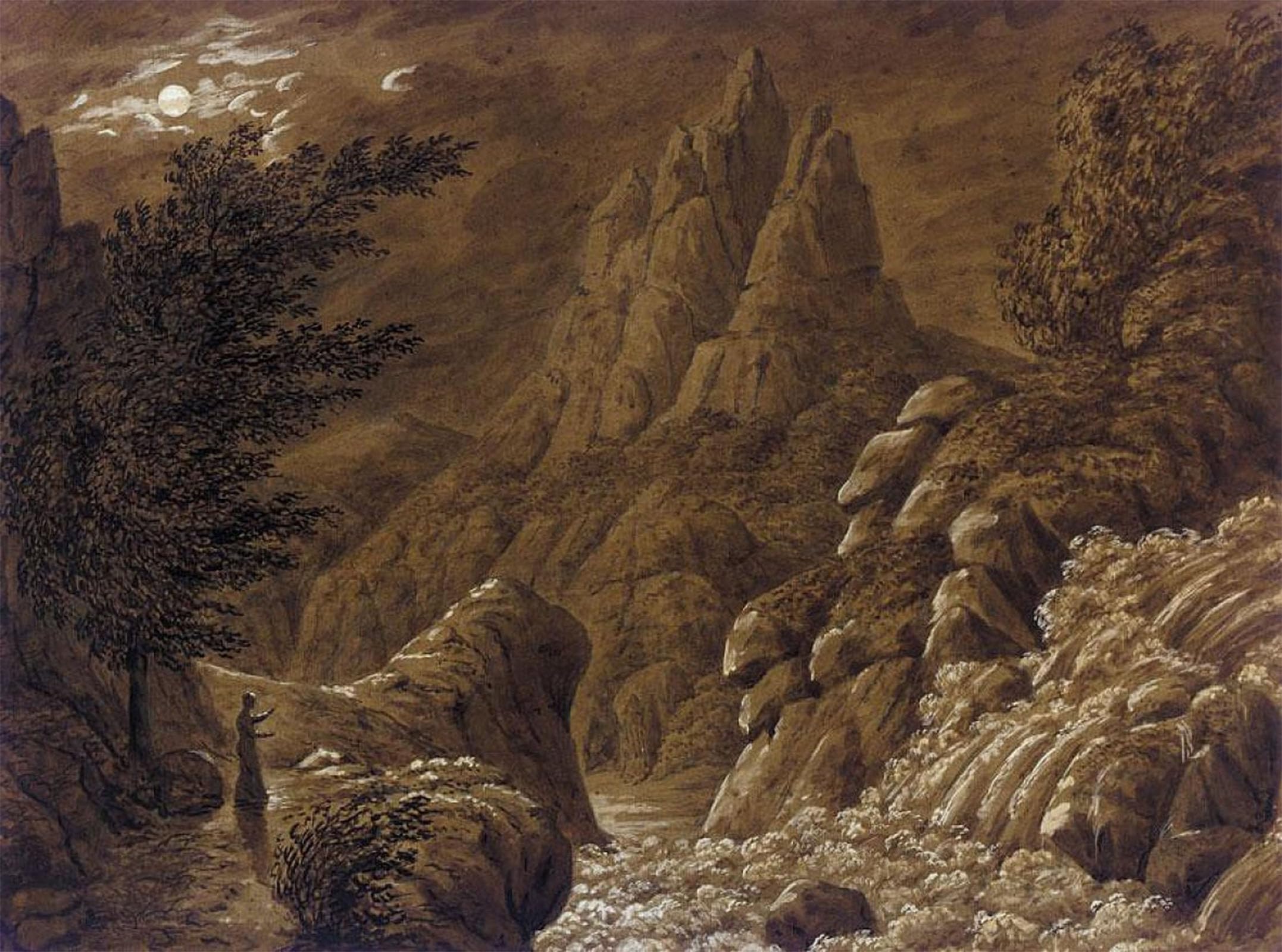 POSTERIIk Famous Animal Posters Vintage Picture Ideal Landscape with Waterfall by Caspar David Friedrich Modern Wall Decor for Home Decor 60x90cm