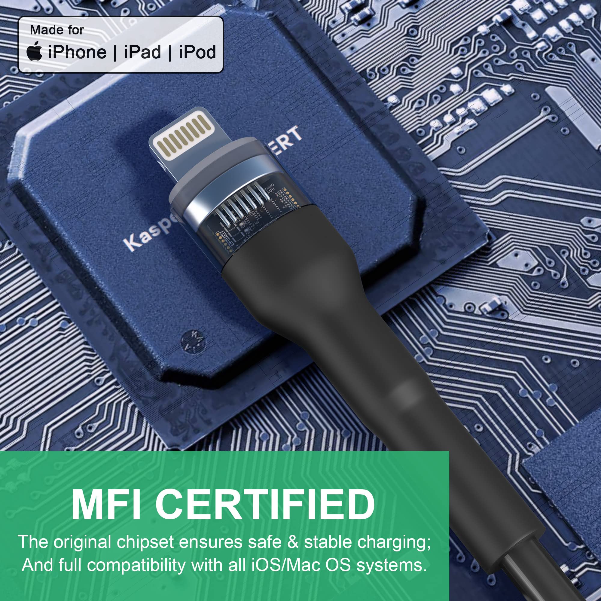 Gewickeltes iPhone Lightning-Kabel für Apple Carplay, MFi-zertifiziertes gewickeltes USB-auf Gewickeltes iPhone Lightning-Kabel für Apple Carplay, MFi-zertifiziertes gewickeltes USB-auf