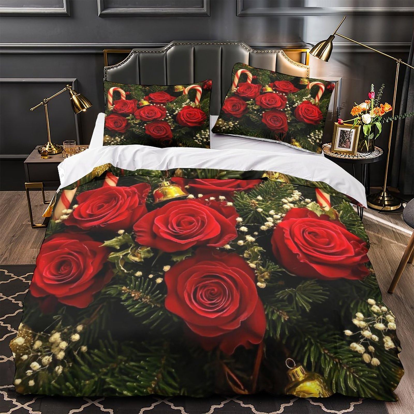 Housse de couette Noël 260x220 en microfibres douces pour lit Super King