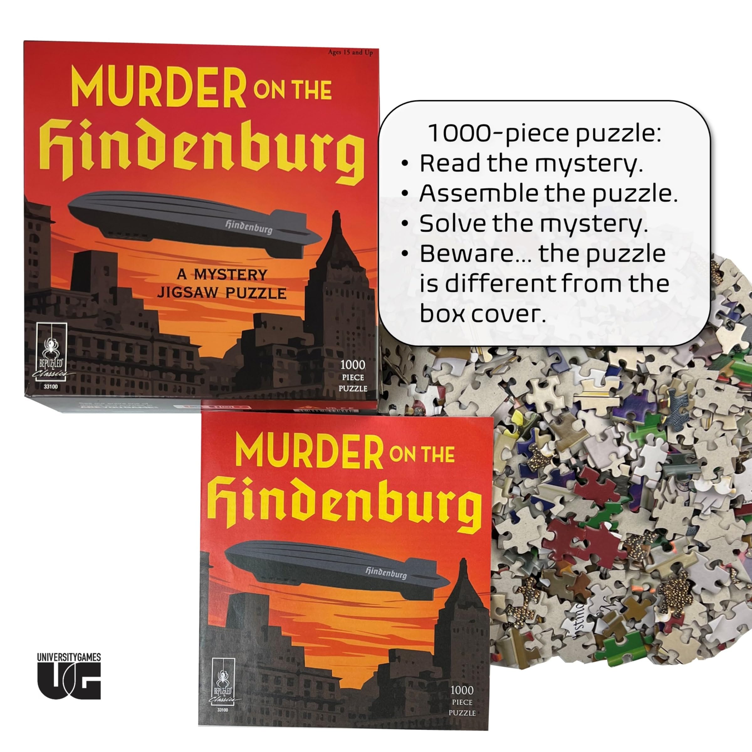 Murder Mystery Party, Classic Mystery Jigsaw Puzzle, Murder on The Hindenburg, 1,000 Piece Jigsaw Puzzle - Image 3