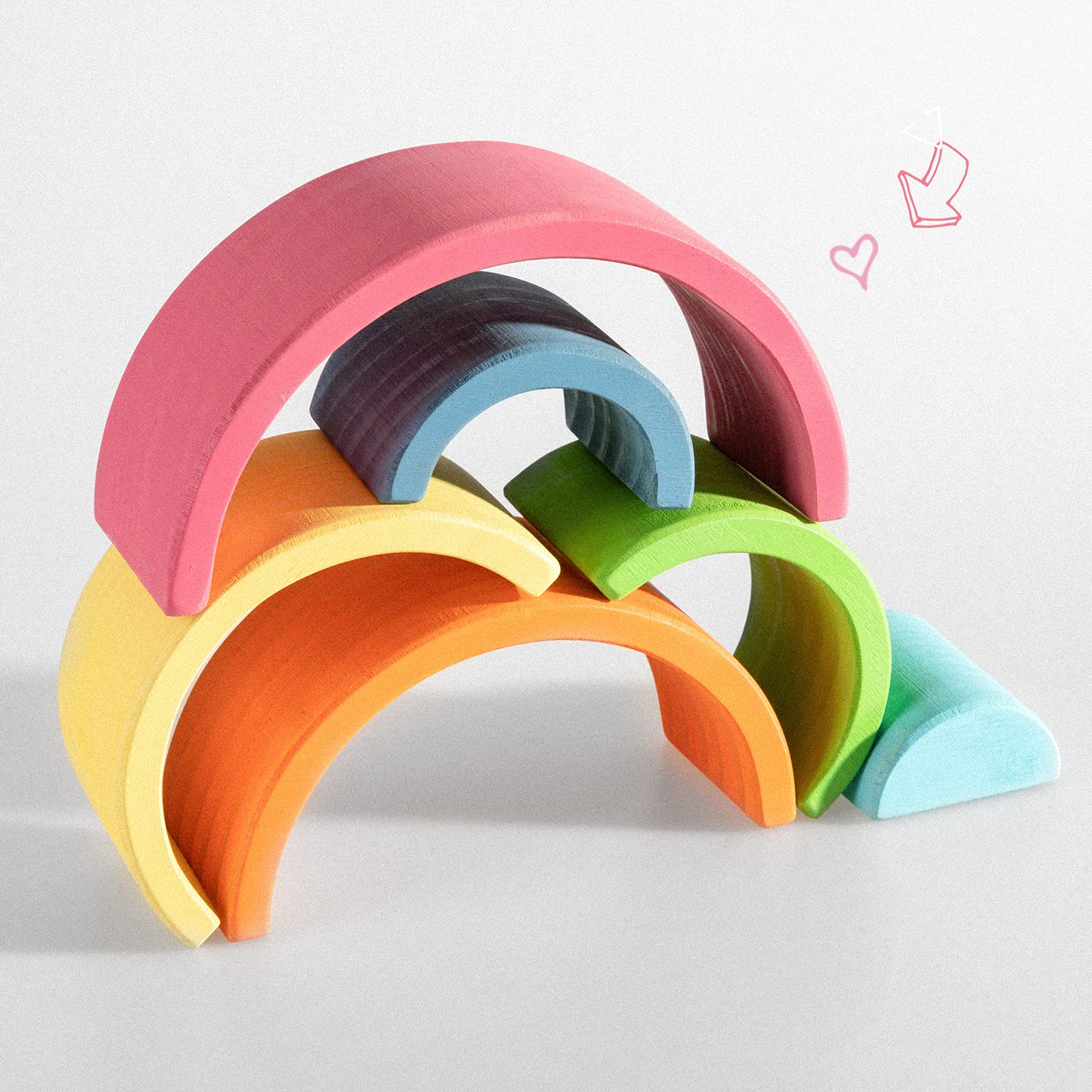 Amazon.com: Grimm's Wooden Small Rainbow Stacking Toy 6pcs Mini