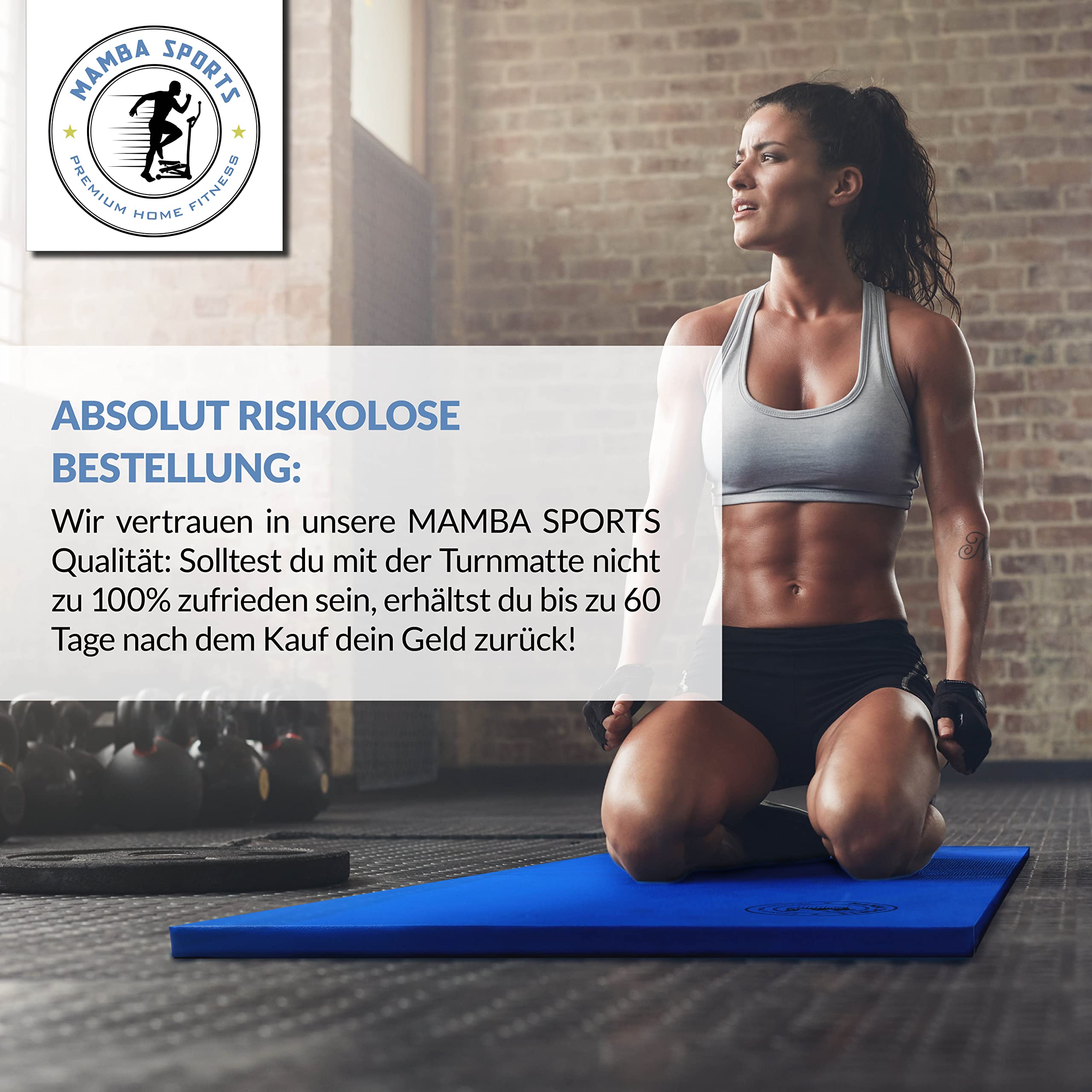Klappbare Turnmatte - (182 x 70 cm) - 3cm dicke Weichbodenmatte - klappbar - Fallschutzmatten Outdoor & Indoor - Gymnastikmatte faltbar