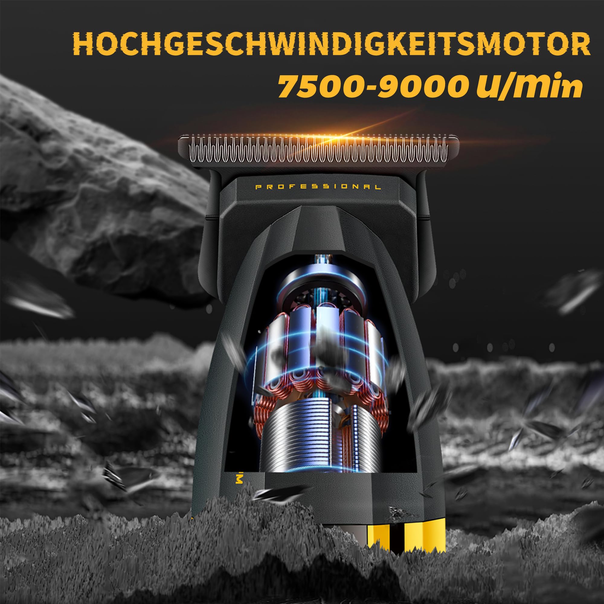 VGR 285T Konturen Haarschneidemaschine Profi für Männer mit LED Display | Kabelloser Präzisions Haartrimmer Herren mit 9000 U/Min Turbo Modus Leistungsstarken Motor, Barttrimmer Herren mit T Klinge