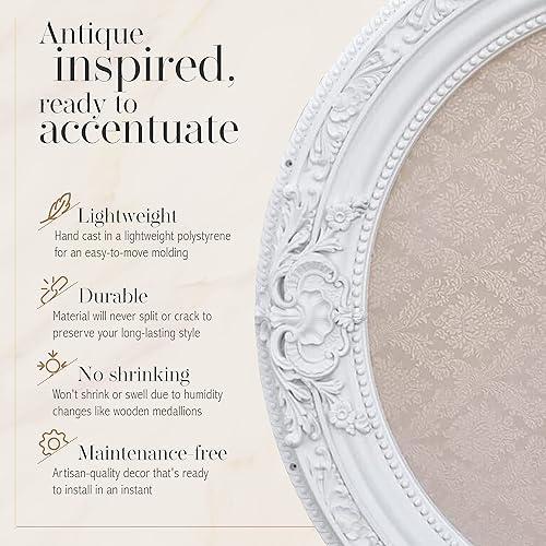 Miniatura 5 de Medallón de techo redondo blanco blanco o medallón de ventilador, 36 pulgadas