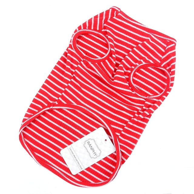 Foto 4 de 8 de Ranphy Camisa de algodón a rayas para perro, ropa de perrito, linda camiseta para cachorros