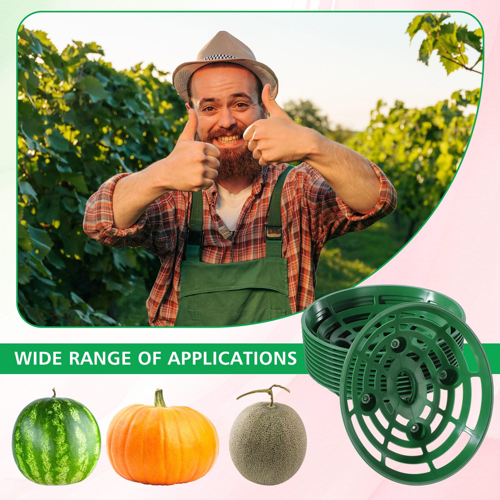 Irenare 24 supporti per meloni da 22,9 cm, supporto per piante da giardino, protezione per anguria e zucca, grande cesto per raccolta di zucche, supporto per anguria, può contenere fino a 20 libbre