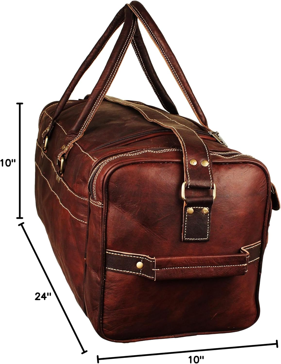 Men’s Gym Sports Overnight Weekender Bag Leather Travel Bags For Men Vintage Leather Duffle Bag Women Carry On Travel Holdall Bag 24 Inches - Image 9