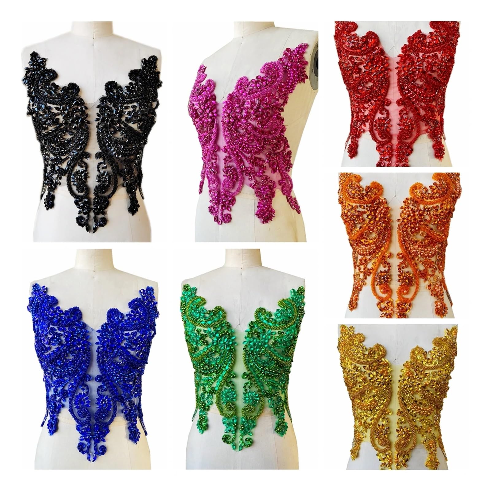 Koronkowe naszywki haftowane, Haft koralikowy koronkowa aplikacja Rhinestone cekiny wielokolorowy