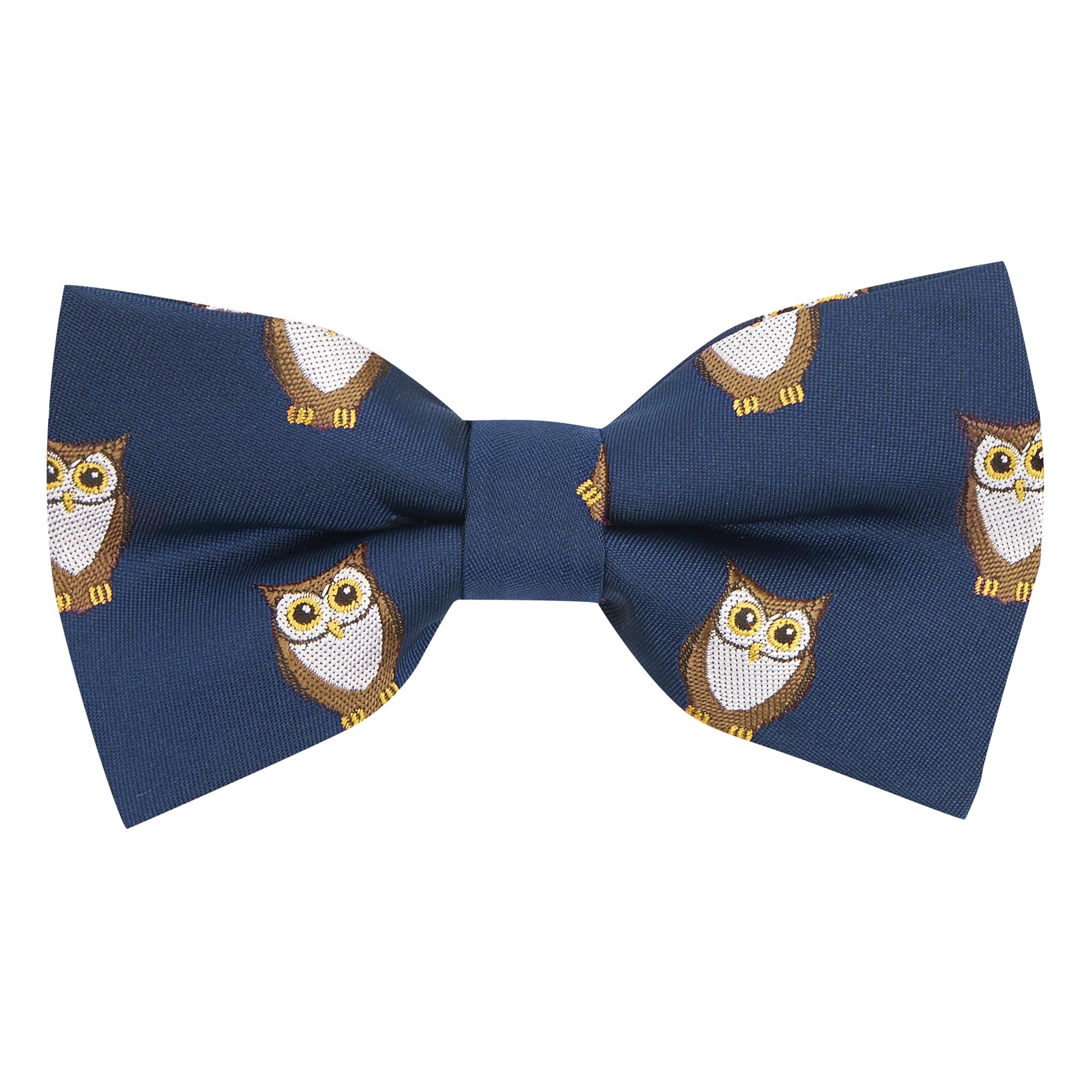 King & Priory Navy Blue Embroidered Owl Bow Tie