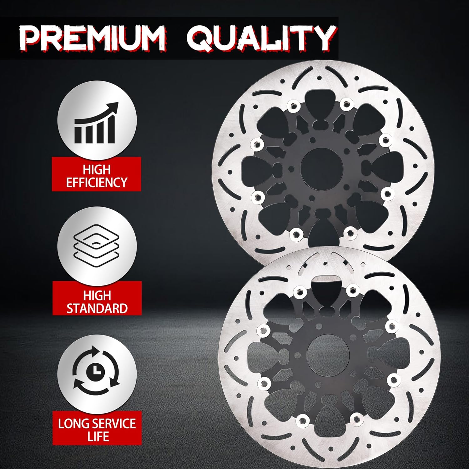 11.8" Front Floating Brake Disc Rotor 2PCS Compatible with Harley Davidson Touring Road King 08-20, Road Glide Street Glide 08-13, Dyna Fat Bob 08-17, Trike V-ROD