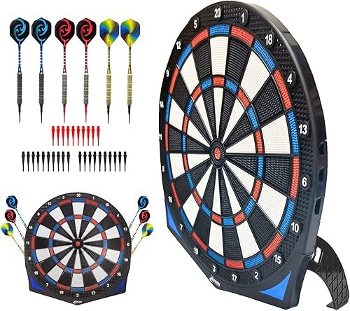Joovon Tablero de dardos suave con bloque de plástico de panal Tablero de dardos de seguridad de 16 pulgadas con 6 dardos profesionales de punta