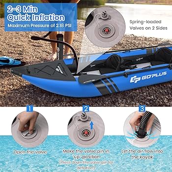 Goplus 2-Person Inflatable Kayak - 507 LBS Capacity, Includes Paddles, Pump & Carry Bag