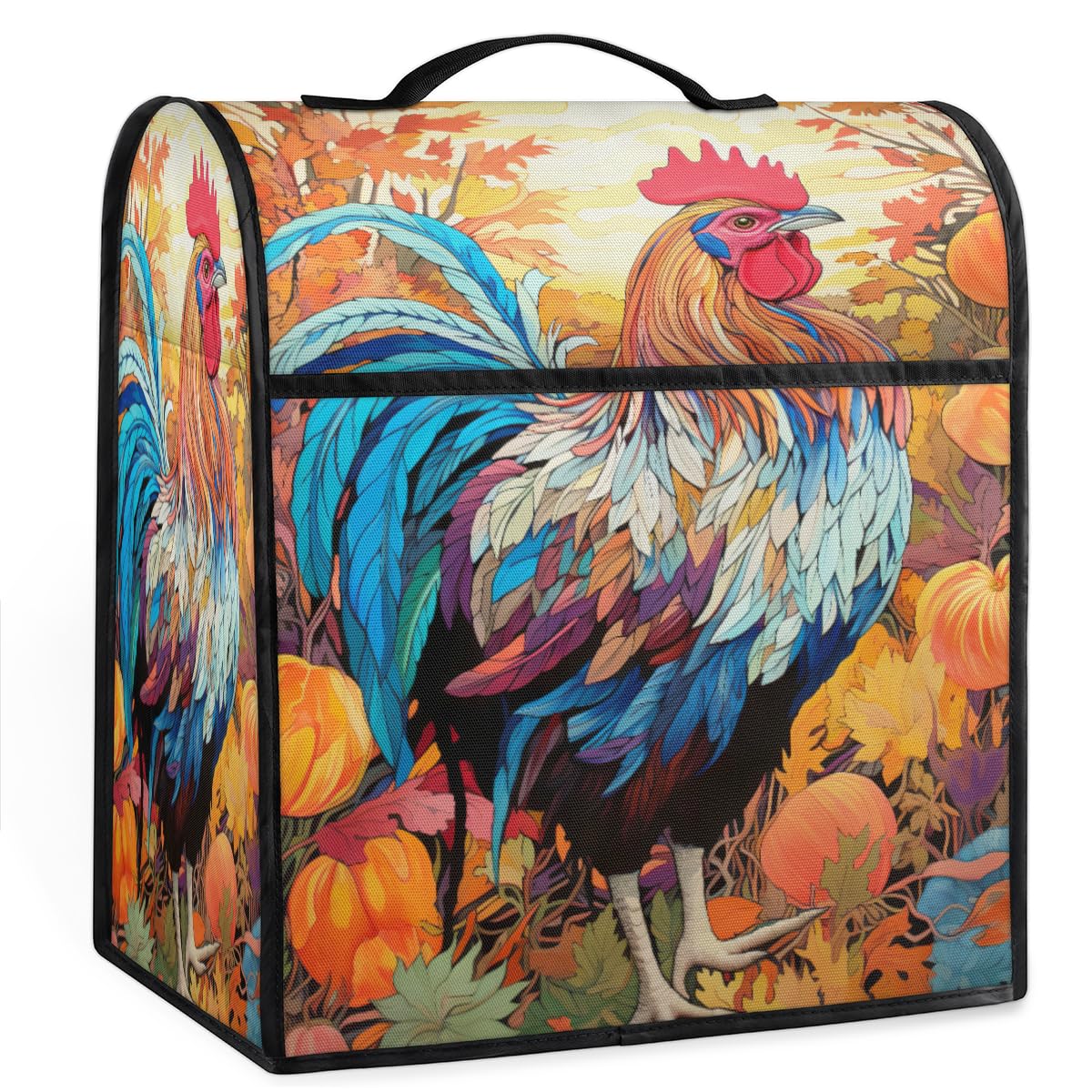 Coffee Maker Cover Rooster Pattern Kitchen Appliance Covers Small Appliance Covers Blender Cover Juicer Cover Dust Covers for Kitchen Appliances with Top Handle and Pockets,Washable,C523