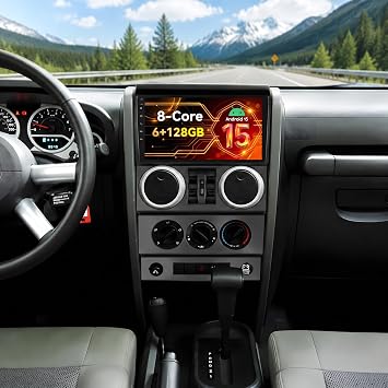8 Cores 6+128G Car Radio for Jeep Wrangler 4 Doors 2007-2010