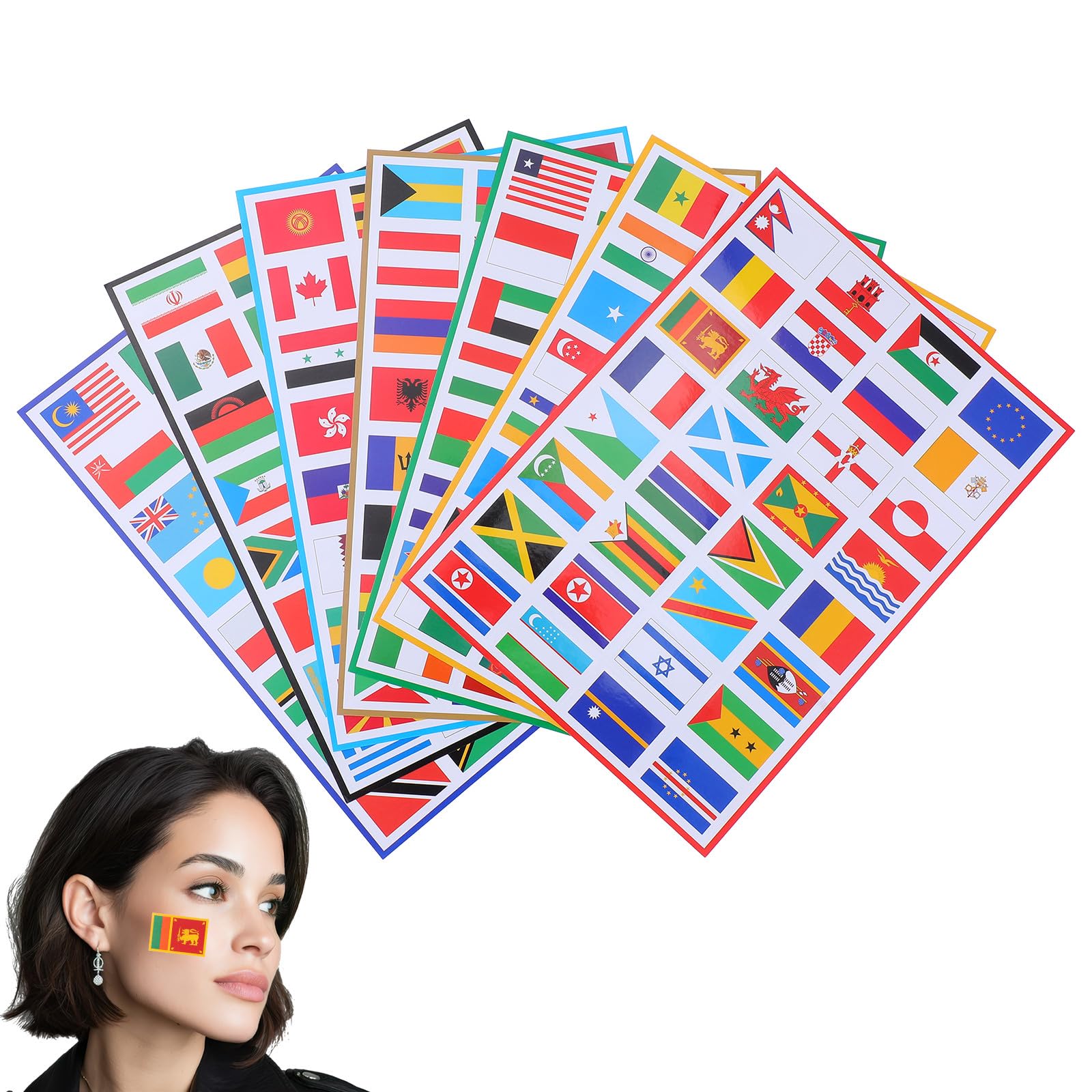 Didiseaon World Flag Stickers: 7 Sheets of Country Flag Stickers Small PVC Decals Football Match Decor Assorted Styles