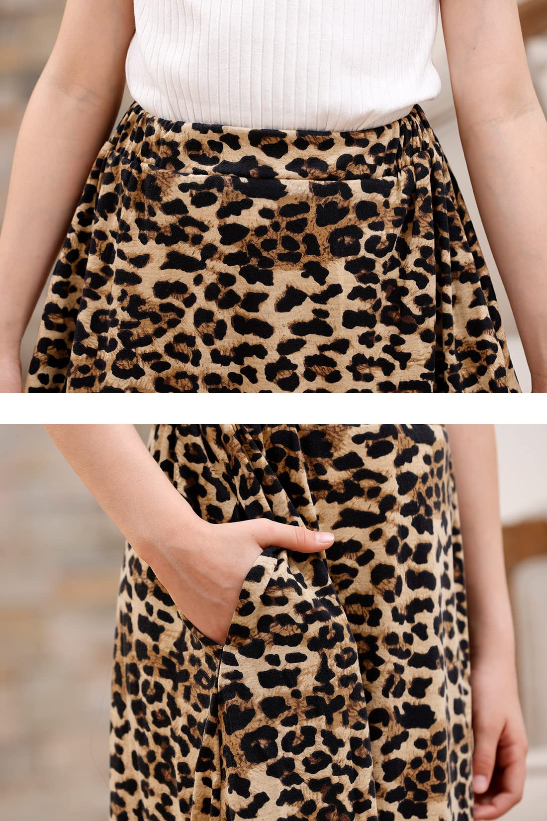 GORLYA Maxirock für Mädchen, Boho-Stil, elastisch, hohe Taille, gestufter Rüschensaum, lang, schwingend, Größe 4–14 Jahre