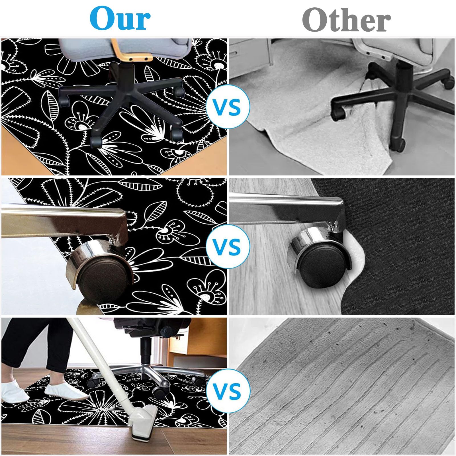 90 x 140 cm Heavy Duty Office Chair Mat for Carpeted Floor Computer Gaming Desk Chair Mat for Carpet Hard Floor Protector Mat for Rolling Chair Carpet Protector Chair Mat Floor Mat for Office Chair - Image 6