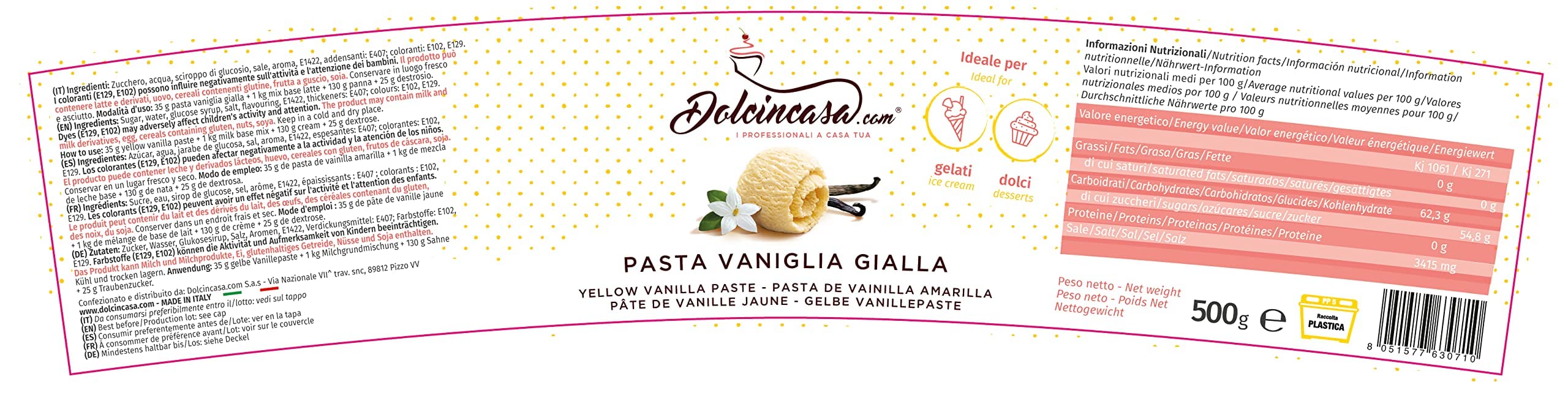 Pasta di Vaniglia Gialla Prodotti per Gelati Gelateria e Pasticceria Dolci e Gelati