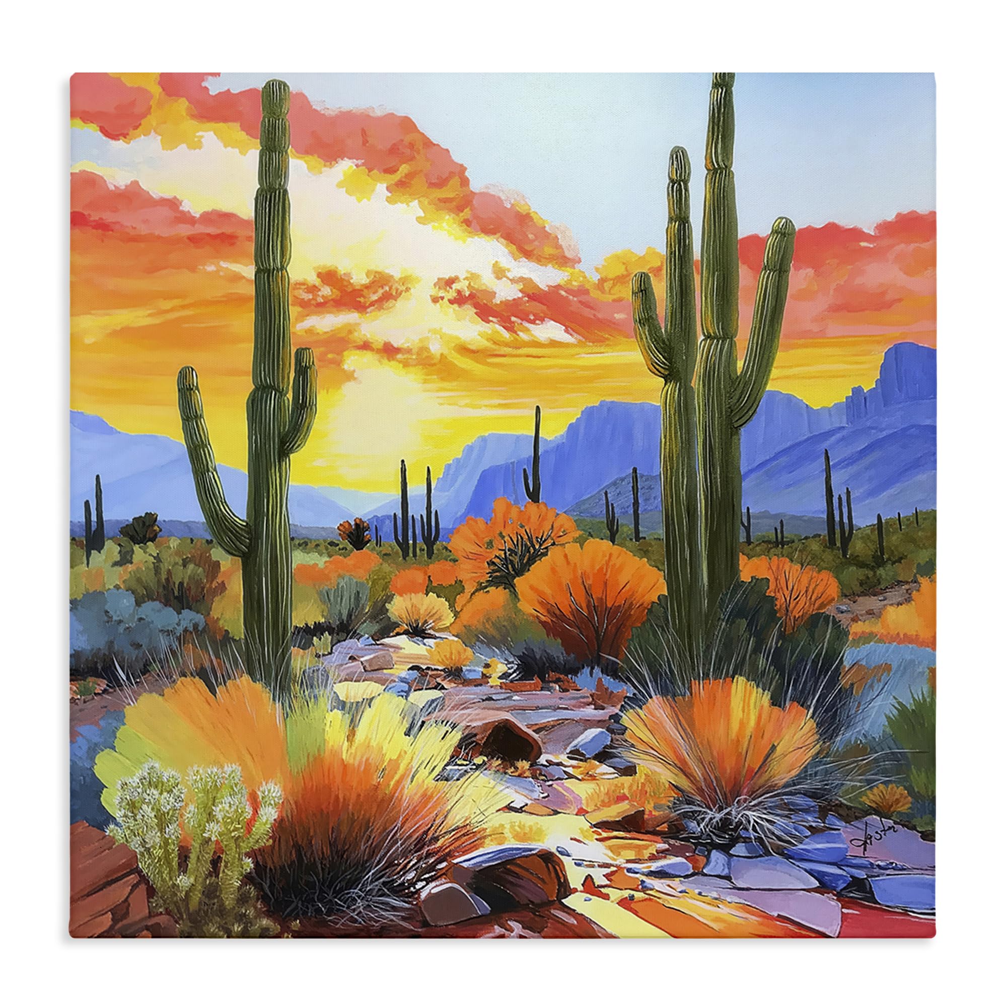 Stupell Industries Unframed Desert Cacti Sunset Landscape, 30 X 30 Inch Canvas Wall Art