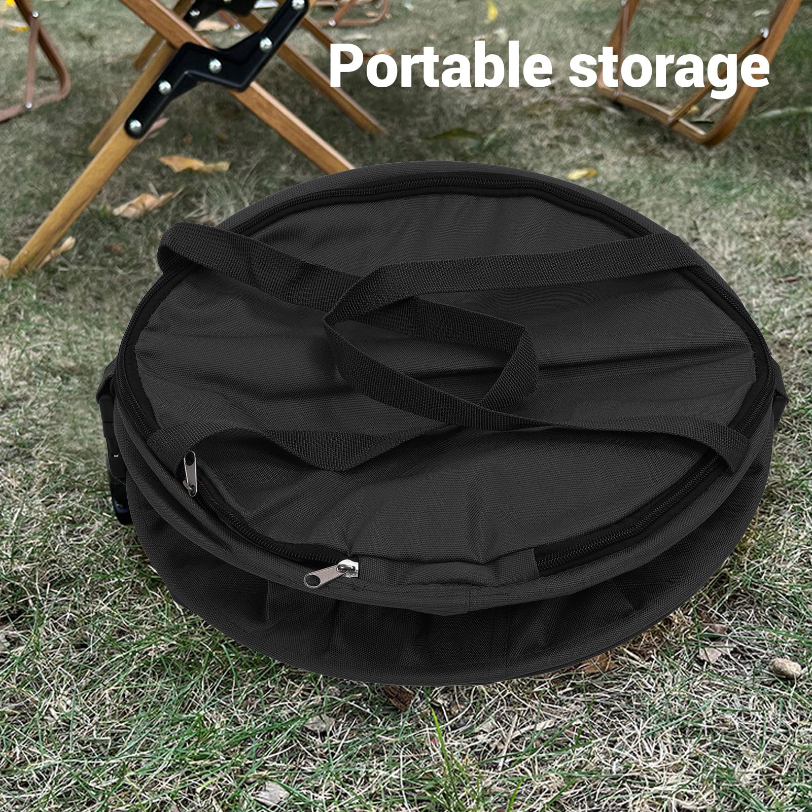 Bidone della Spazzatura da Campeggio in Tessuto Oxford da 24 Galloni Pieghevole con Coperchio con Cerniera, Portatile per Picnic All'aperto, Giardino, Condizioni Meteorologiche