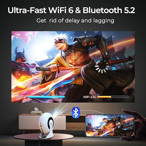 Miniatura 3 de Mini proyector portátil con aplicaciones integradas, soporte de 1080P Full HD, proyector Keystone automático con WiFi y Bluetooth, proyector de cine