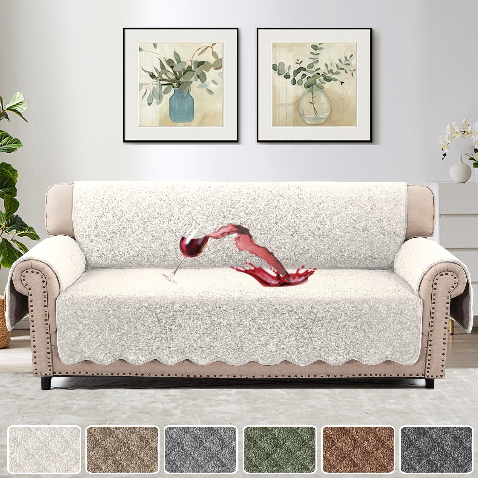 Amazon.com: H.VERSAILTEX Waterproof Quilted Couch Covers Non Slip