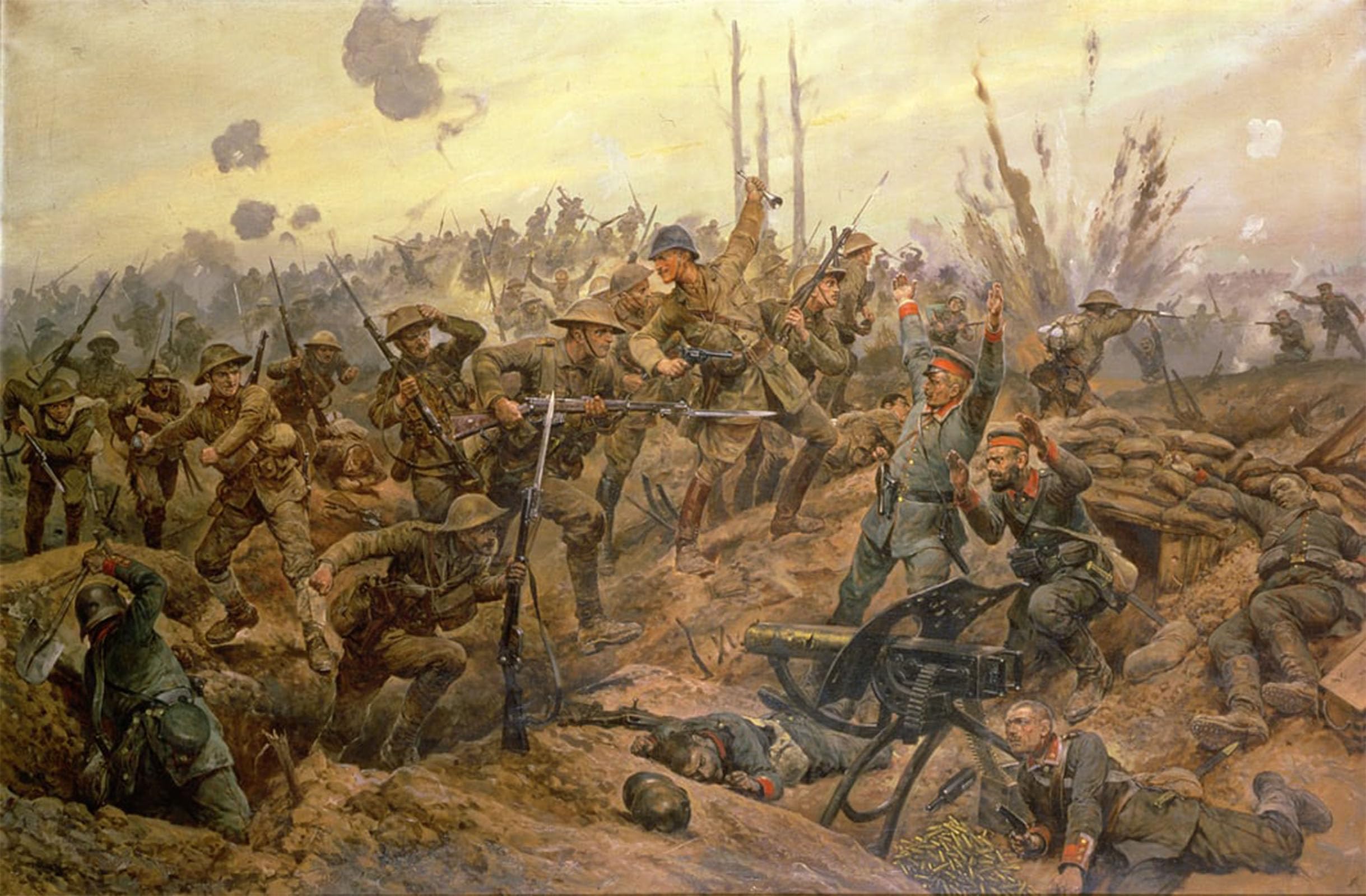 Posteriik No Frame Vintage Print Pop Art Landscape Artwork The Battle Of The Somme By Richard Caton Woodville Junior Art Prints For Office Home Decor 60X90cm