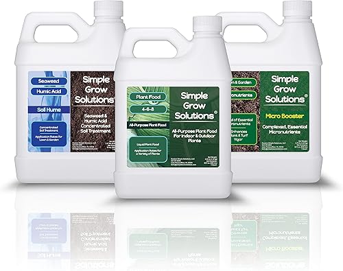 Soil Hume - Ácido húmico de algas marinas de 32 onzas + 4-6-8 alimentos para plantas multiusos de 32 onzas + micronutrientes quelatados Micro
