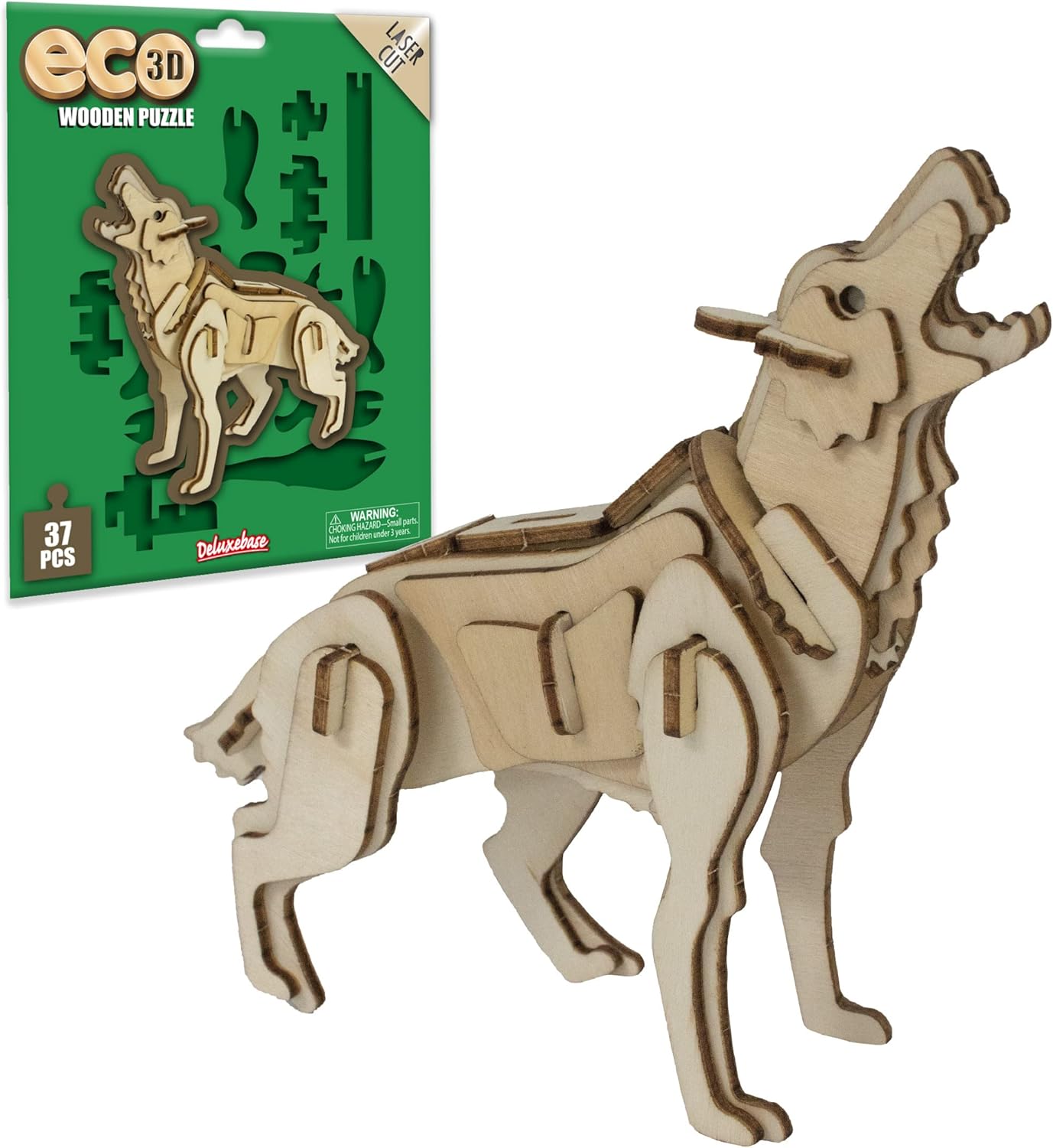 Eco 3D Wooden Puzzle Wolf from Deluxebase. Animal Themed