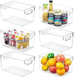 YIHONG Clear Pantry Storage Organizer Bins, 6 Pack Plastic Food Storage Bins with Handle for Kitchen,Refrigerator, Freeze...