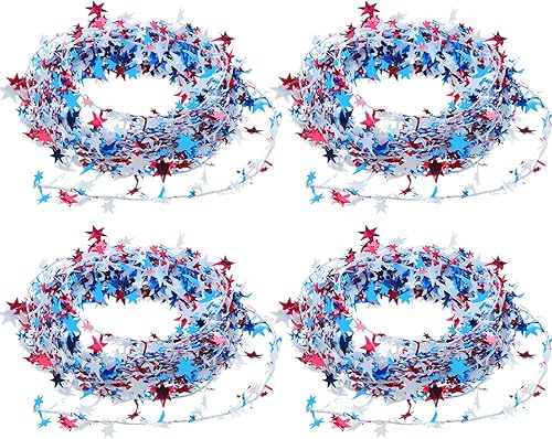 Guirnaldas de Navidad con diseño de estrellas patrióticas para decoración de fotos del 4 de julio de la independencia Día de la Independencia Día de