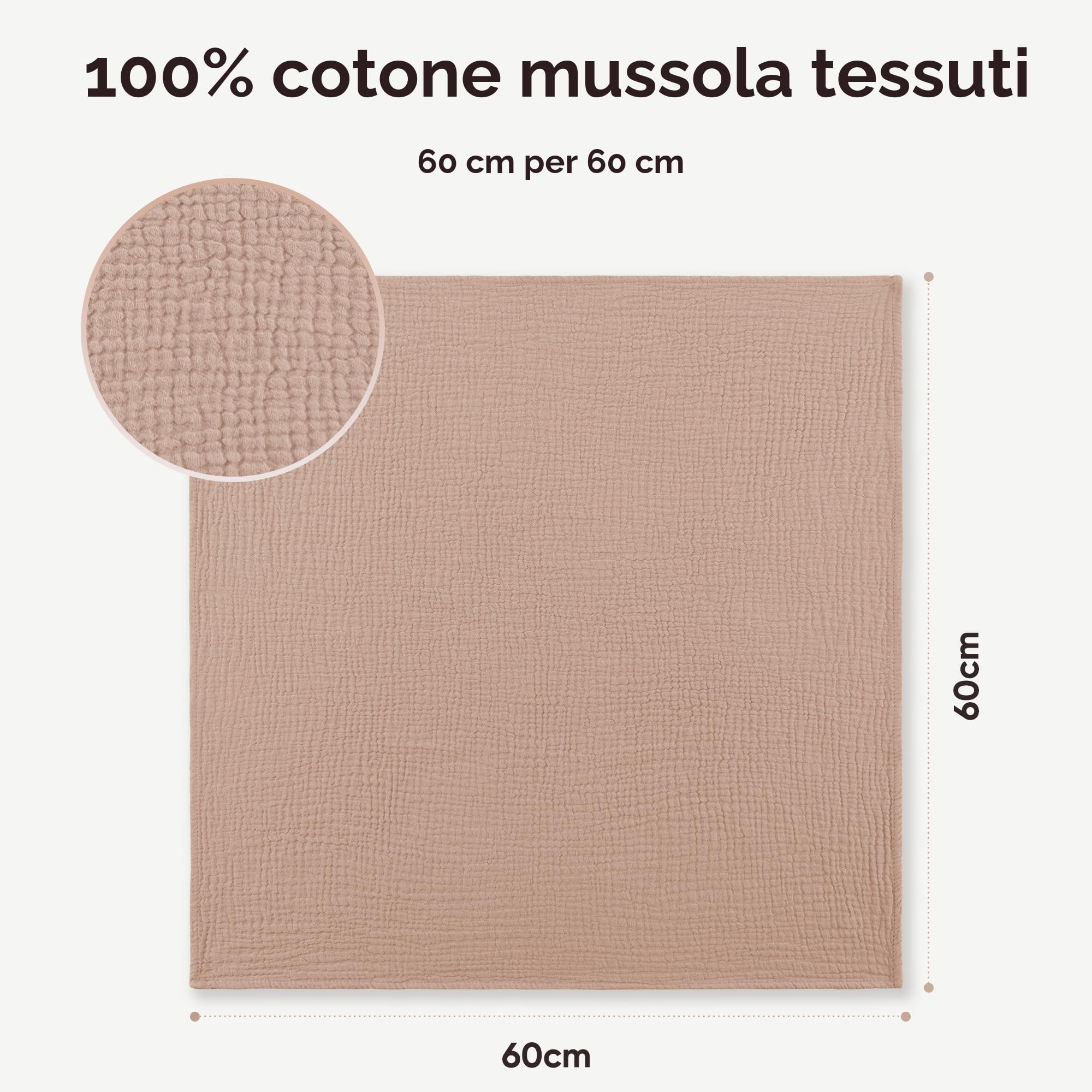 bearmoss Bambino in Mussola Per Neonati Set 4 Pezzi 60x60CM, 100% cotone Super Morbido Assorbente in Mussola A Grana Per Neonati Per Bambine E Ragazzi(Stampa rosa)
